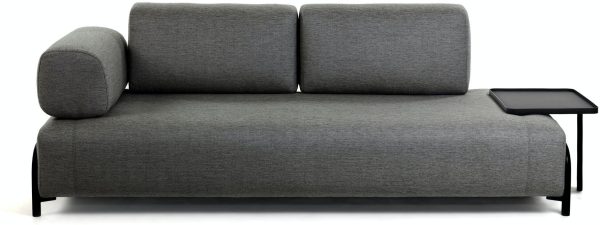Compo, 3-personers sofa by Kave Home (Armlæn venstre, Mørkegrå)