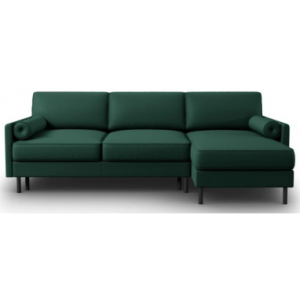 Scott Sovesofa med højrevendt chaiselong i polyester B212 x D142 cm - Sort/Grøn