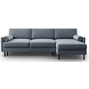 Scott Sovesofa med højrevendt chaiselong i velour B212 x D142 cm - Sort/Lyseblå