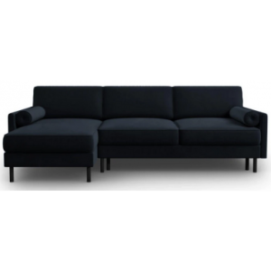 Scott Sovesofa med venstrevendt chaiselong i velour B212 x D142 cm - Sort/Mørkeblå